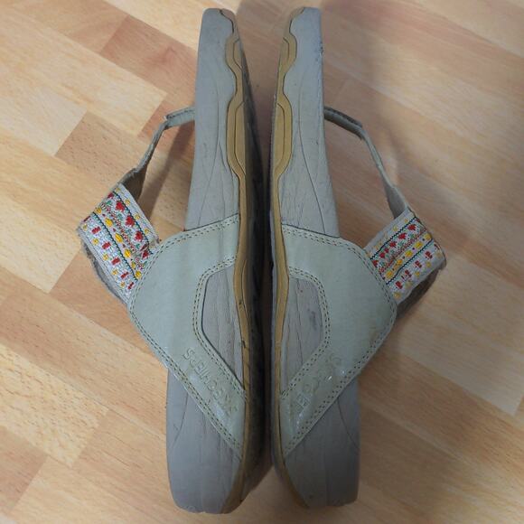 Skechers Natural Cali Tone Ups Sandals Flip Flops Boho Toe Post Thong - Size 9 - Picture 3 of 13